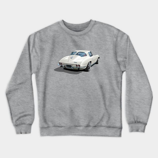 1963 corvette in white Crewneck Sweatshirt by candcretro